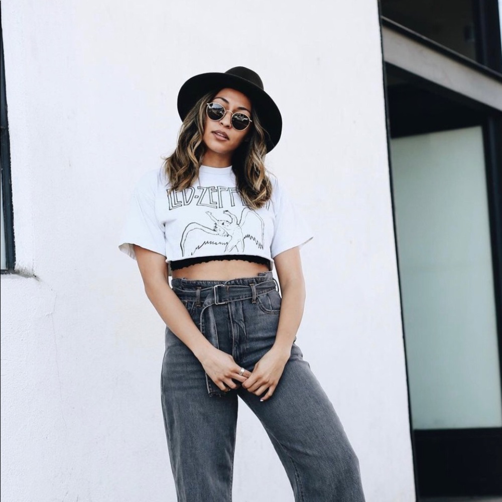 Zara High Waisted Grey Belted Jeans